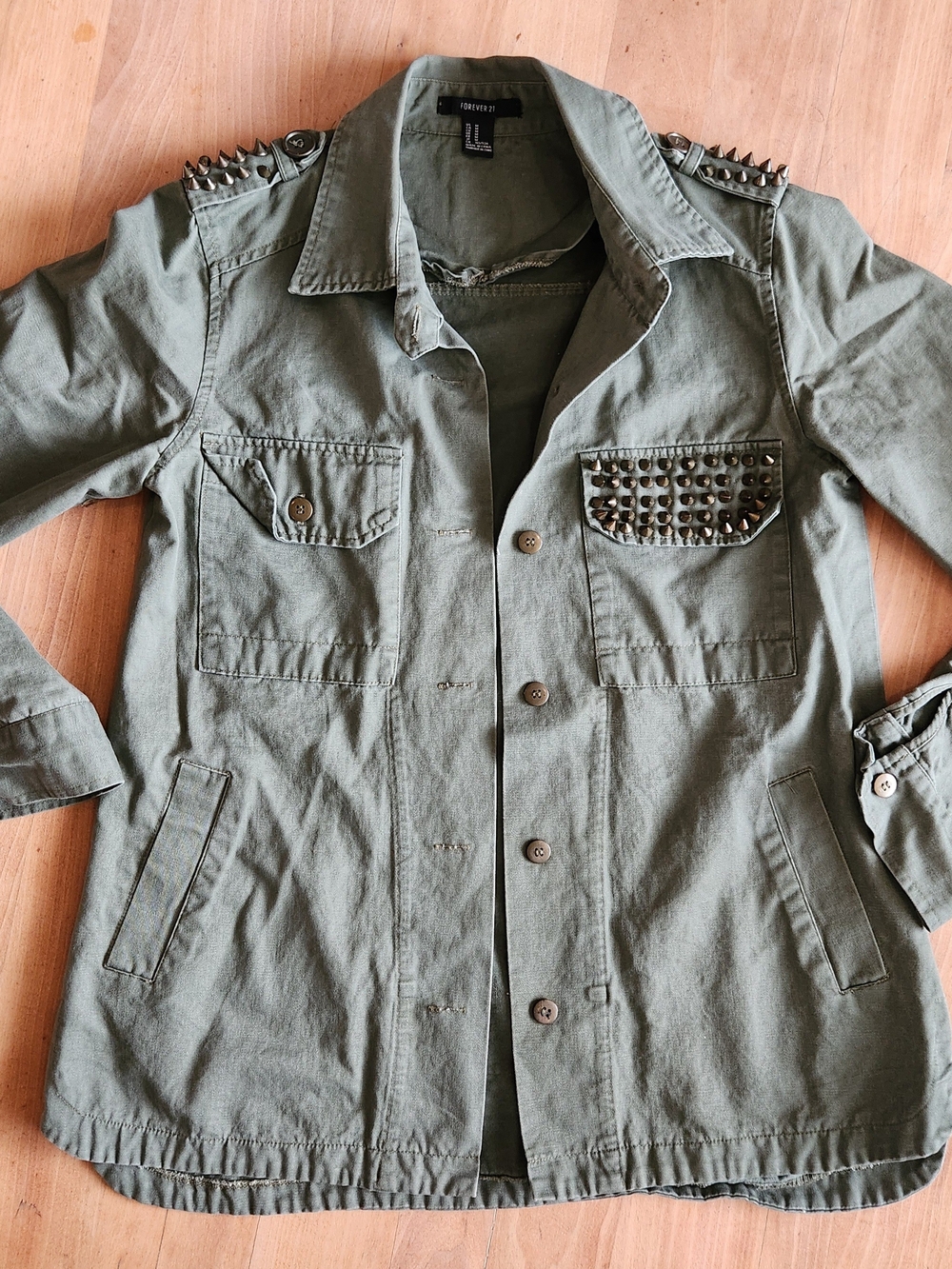 Forever 21 Olive Green Studded Utility Jacket